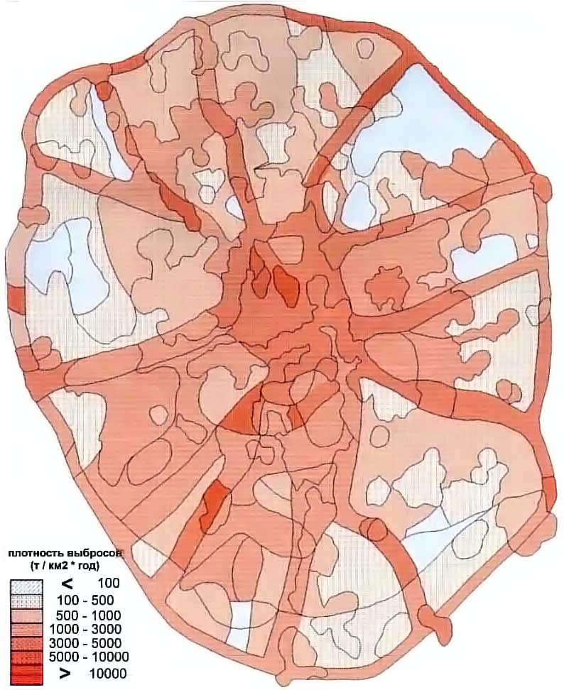 Плотность выбросов автотранспорт а Москвы